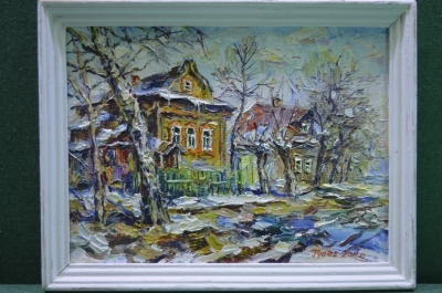 Картина "В конце марта". Автор Гусев Петр. Картон, масло. 2011 год.