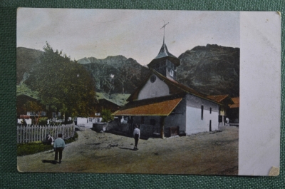 Открытка старинная "Гуттанен. Деревенская церковь, костел". Guttanen, Kirche. Швейцария.