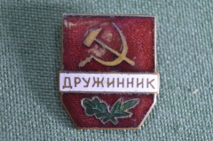 Знак значок "Дружинник ДНД". Тяжелый металл. Горячая эмаль. СССР.