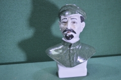 Бюст фарфоровый "Феликс Дзержинский". Фарфор. Роспись. ВЧК-КГБ. Полонский завод. Полонное. СССР.