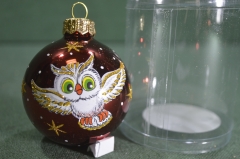 Елочная игрушка из стекла, шар "Лесной", красный. Стекло. Клинское объединение "Елочка".