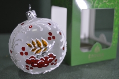 Елочная игрушка из стекла, шар "Гроздь". Рябина. Стекло. Клинское объединение "Елочка".
