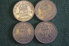 Монеты 6 пенсов периода 1939 - 1951 гг., Великобритания. Подборка, 4 штуки.