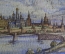 Рисунок "Москва. Панорама Кремля. Храм Христа Спасителя". Акварель, бумага. 