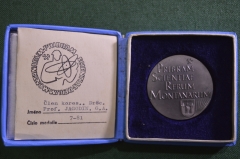 Медаль настольная "Pribram Scientiae Rerum Montanarum". Удостоверение. Шахтеры Чехословакии. 1981 г.